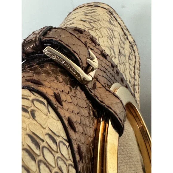 Dolce & Gabbana Y2K Brown Gold Leather & Jute Shoulder Bag Statement Charm Strap - Picture 8 of 16